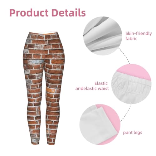 Leggings de compresión Old Brick Wall Print de mujer para entrenamiento 6