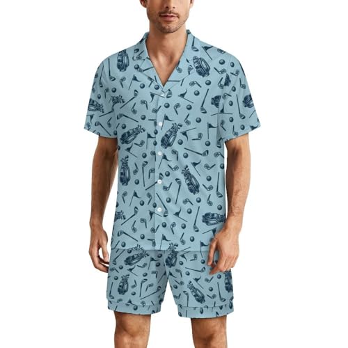 Pyjama de golf pour homme : ensemble de nuit d'été à manches courtes et boutons