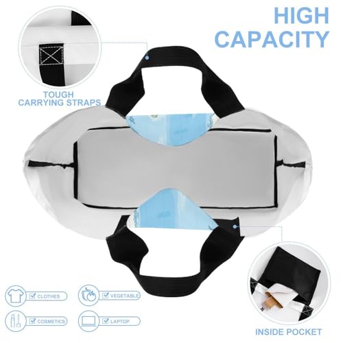 World Map Tote Bag Large Women Casual Shoulder Bag Reusable Grocery Bag Fasion Handbag for Office Shopping Travel4