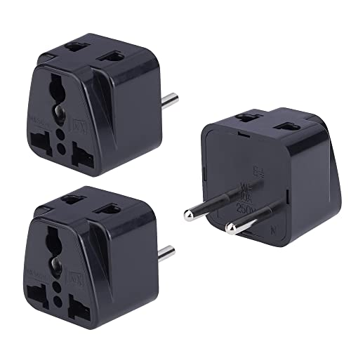Image of MX Universal Travel Adapter (Pack of 3) - 2 in 1 Type C to Europe, Turkey, Spain, Italy, Indonesia, Korea Adapter Plug - Black
