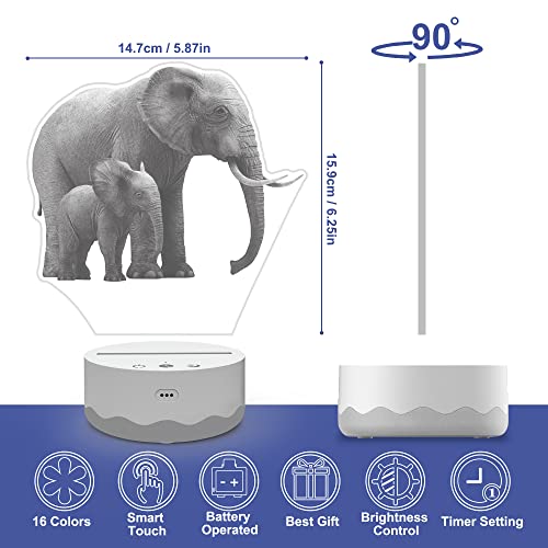 Hinittey Elephant 3D Night Light For Kids, Elephant Led Animal Illusion Desk Lamp With Remote Control 16 Colors Changing Timer Dimmer For Room Decor Gifts For Kids All Ages Mother's Day Xmas Gifts #TOP5