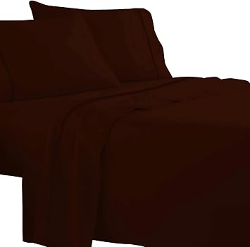 4 Piece Brown King Size Sheet Set Cotton Sheets 800 Thread Count 18 Inch Deep Pocket- 1 PC Fitted Sheet 1 PC Flat Sheet with 2 PCs Pillowcase