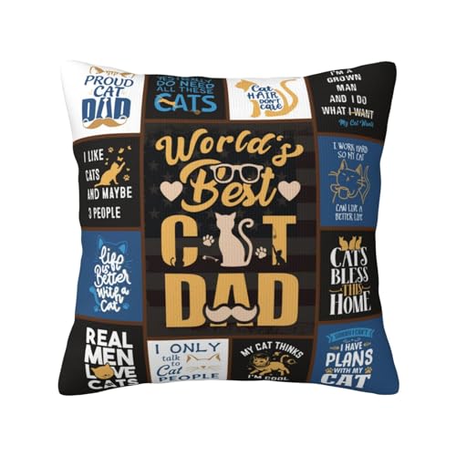 IYUBOFU Cat Dad Pillow Cover 18x18, Cat Lover Gift