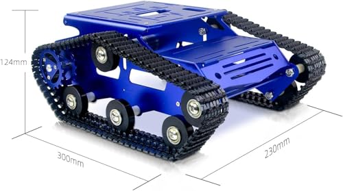 Image of Smart Robot Car Chassis Kit Full Metal Big Tank Chassis with 2WD Motors for Arduino Raspberry Pi Jetson Python DIY Smart Car Learning Kit(Blue1, with Encoder Motor)