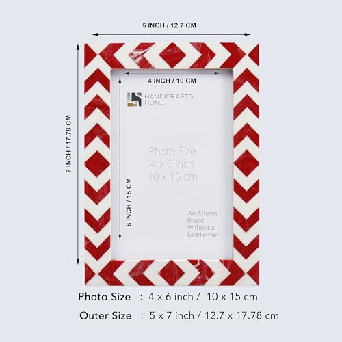 Image of Handicrafts Home Piri Piri 4x6 Picture Frame Set of 2, Vintage Photo Frames for Wall or Tabletop Display, Family Wall Decor, Gallery Wall Frame Set, Wall Display-Resin Inlay.Candy Cane Collection.