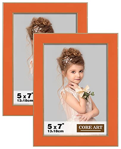 Core Art 5X7 Picture Frames, Orange Photo Frames Set Of 2, 5 By 7 Colorful Frame With Hd Plexiglas, Wall Or Tabletop Display #TOP9
