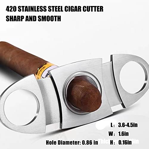 Bbsisgo Cigar Cutter And Lighter Set, Double Jet Flame Butane Torch Lighter With Adjustment Tools, Refillable Windproof Gas Lighter, Cigar Accessories, Gifts For Men, Silver.(Sold Without Gas) #TOP2