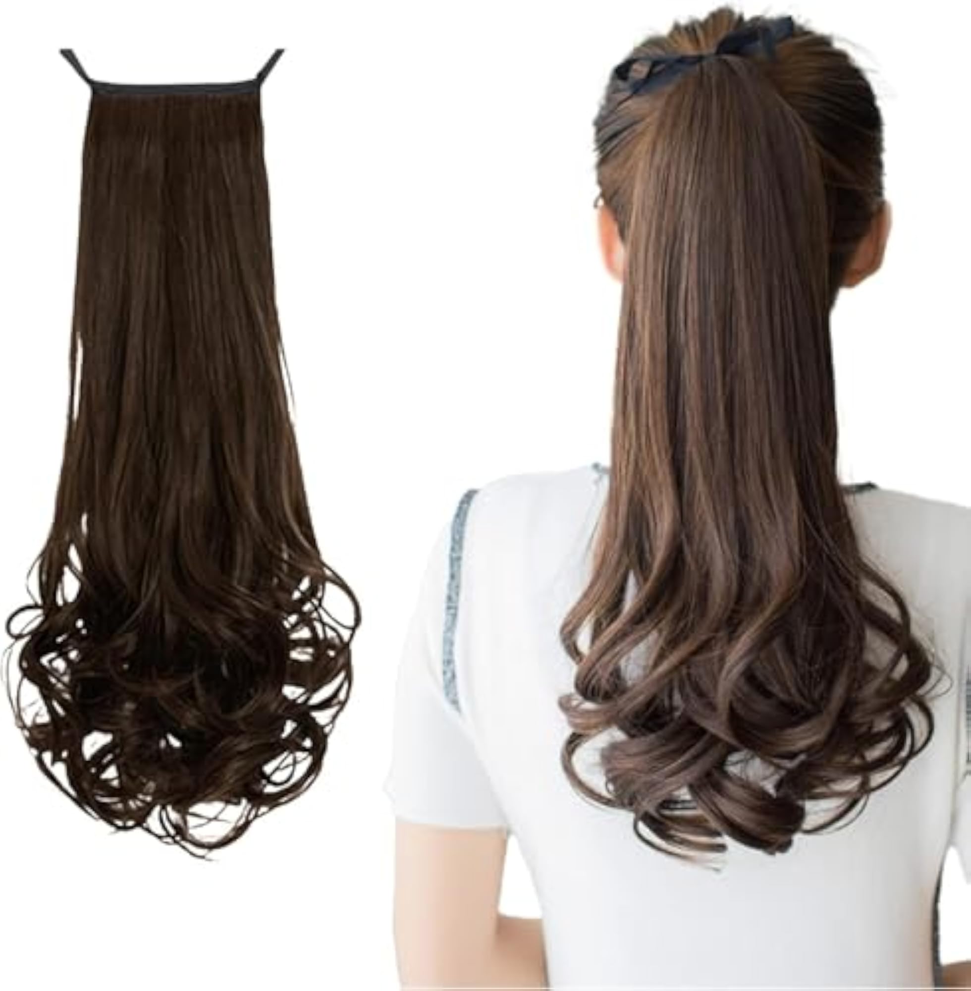22" Wrap Ponytail Extension, Long Curly Extension