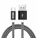  USB C Ladekabel SCHNELL Kabel Typ C für Original Huawei Samsung Nylon 3m 2m 1m (1 Meter Weiß/Silber)