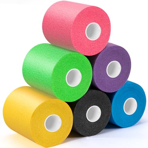 Upgraded 6 Pack Pre Wrap Athletic Tape, Multi Color Sports Prewrap