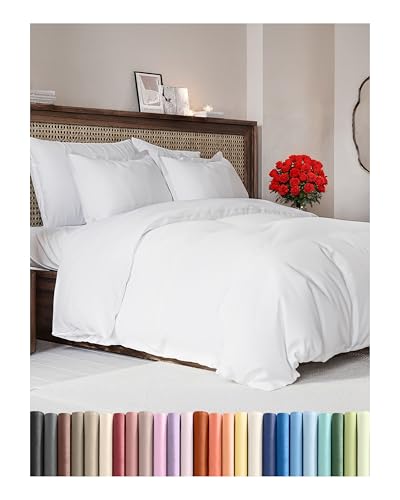 Duvet Cover King Size Set - Extra Soft King Duvet Cover 104' x 90' with 2 Pillow Shams for Women, Men, Kids & Teens - Hotel Luxury, Easy-Care w/Zipper Closures & Ties - Comfy and Breathable (White)