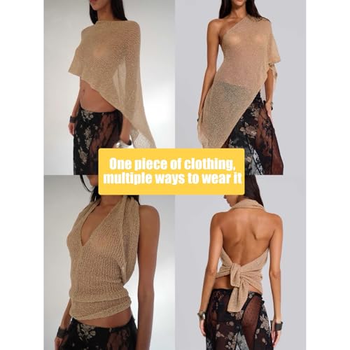 One-Piece Hot Girl Knitted Shawl UV Protection Summer Sheer Poncho Lace Shawls Top for Women(Style 1-B)2