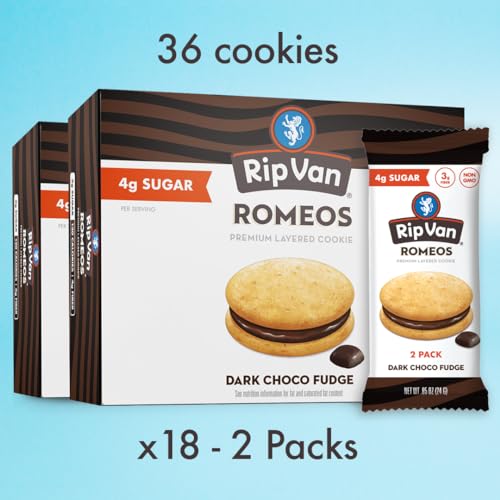 Rip Van Romeos Dark Chocolate Fudge Cookies - Low Sugar Cookies - Healthy Keto Snack - Individual 2 Packs (18 Count) - Thumbnail 5