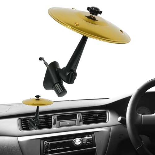 Car Drum Cymbal Air Vent Mini Drum Crash Cymbal for Music Lovers, Car Crash Cymbal, Universal Fit Vehicles (Gold)