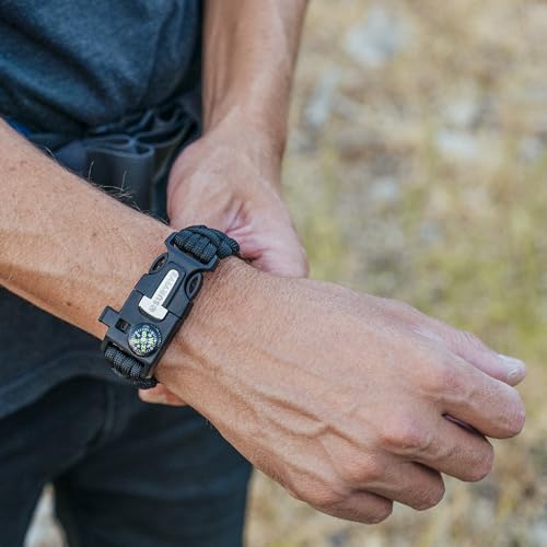 image for SURVIVE Paracord Bracelet, Pack of 2, Emergency Hiking Survival Kit Fi