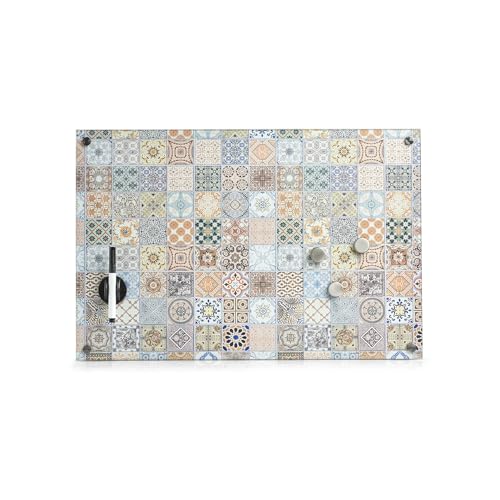 Pizarra magnética efecto mosaico de 60x40 cm con rotulador y diseño de pared para notas
