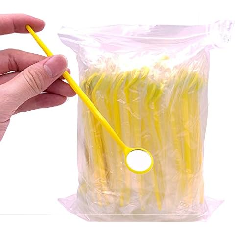 TENFLY 100pcs Disposable Dental Exam Mouth Mirrors Oral Dental Mirror Plastic Dental Instrument (Yellow) Cover