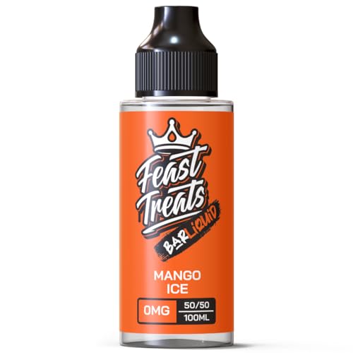 100ml Sweet Mango Ice E Liquid 50/50 Vape Juice E-Liquid MTL Juice Vape Liquid Shisha 0mg Flavoured eJuice E Cigarette Liquid No Nicotine Short Fill Shortfill (Feast Treats Bar Liquid)