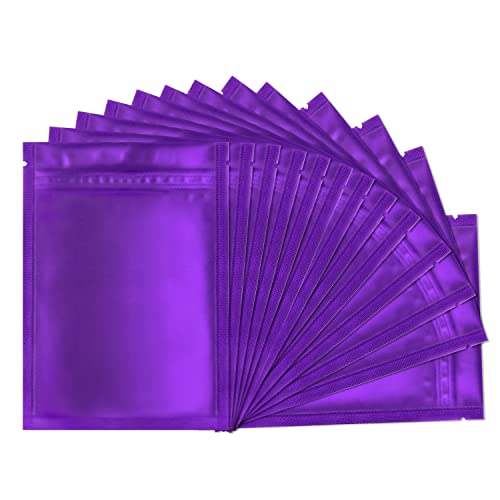 Mylar Bags for Food Storage 100 Pack 5.9 x 8.7 Inch Resealable Smell Proof Bags Foil Pouch Flat Bag with Front Window Purple