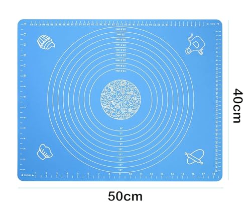 Image of Lukzer 2 Pcs Silicone Baking Mat with Measurements | Non-Stick Reusable Dough Rolling Sheet for Fondant Pastry Roti Chapati Pizza & Bread 50 x 40 cm (Multicolor)