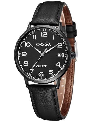 CIVO Uhr Damen Lederarmband Armbanduhr: Analog Quarz Damen Uhren - Schwarz Damenuhr mit Großen Ziffern