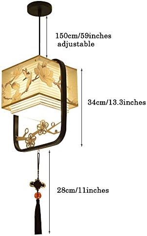 DULG Iron Pendant Lamp, New Chinese LED Chandelier Living Room Dining Room Cloth Art Lamp Shade Japanese-Style Restaurant Study Ceiling Lamp Gazebo Simplicity Single Head Small Hanging Fixtures E27