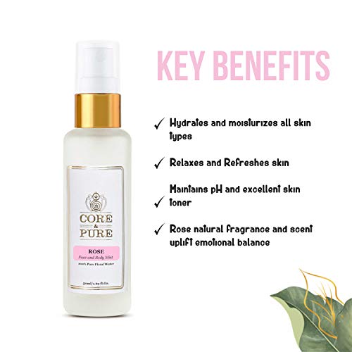 Image of CORE & PURE Rose Water- Face and Body Mist |100% Natural Hydrosol, Floral Water|- 50ml