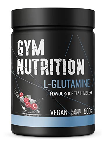 500g Ultrareines L-Glutamin Pulver extra hochdosiert - Glutamin Pulver - Laborgeprüft und vegan – Made in Germany - Eistee Himbeere Geschmack 1