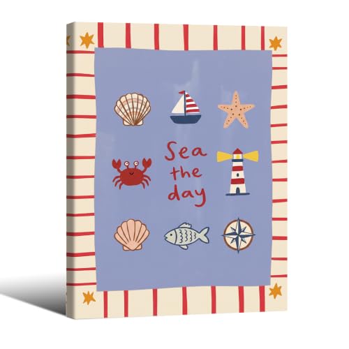 FoxUncle Fun Colorful Ocean Kids Wall Art Cute Coastal Animal Poster