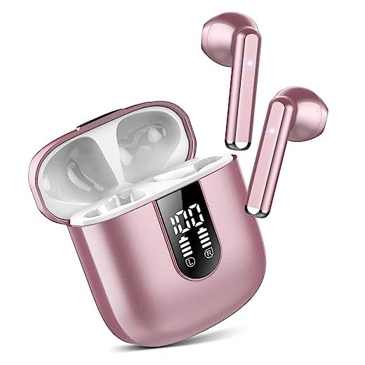 Jesebang Auriculares Inalámbricos, 2024 Auriculares Bluetooth 5.3 con HD Micrófono, Cascos Inalambricos Bluetooth con Potentes Altavoces de 13 mm, Sonido Melodioso, LED Pantalla, Oro Rosa
