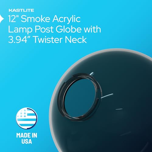 Image of 12 inch Smoke Acrylic Lamp Post Globe, 3.94in Twist Lock, US Made | Manufactured in the USA, Impact-Resistant Plastic Construction (Not Glass), Fits Most Standard Outdoor Pole-Top Fixtures
