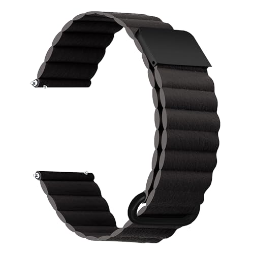 Image of ACM Watch Strap Magnetic Leather 20mm compatible with Compaq Q Watch Smartwatch Luxury Belt Band