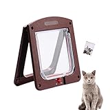 Haustierklappe Hundeklappe FüR Kleine Hunde Fliegengitter Mit Katzenklappe 4 Wegeverschluss KatzentüRe Installieren Leicht Mit Teleskoprahmen Geeignet für Haustiere Unter 14 Pfund (Braun)