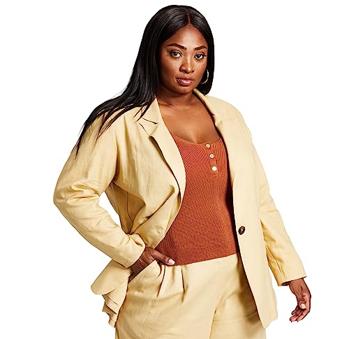 and Now This Women's Trendy Plus Size Oversized Linen-Blend Blazer