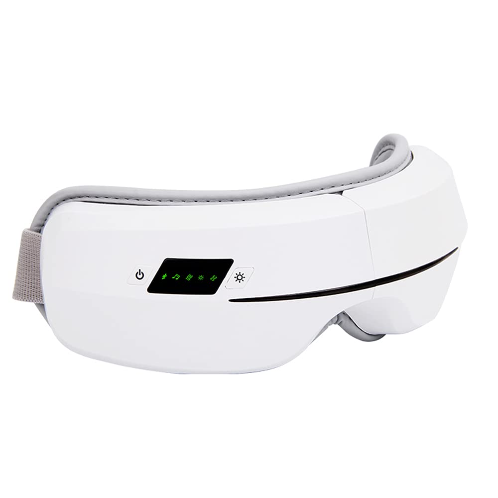 Masajeador eléctrico de ojos con calor, máscara de masaje de ojos recargable con música Bluetooth, masajeador de calor para relajar y reducir la tensión ocular, ojeras, bolsas de ojos secos, mejorar