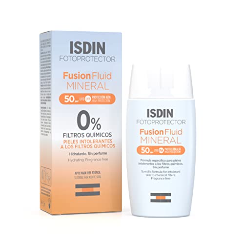 Fotoprotector Isdin Fusion Fluid MINERAL SPF 50 - Protector solar facial 100% mineral para las...