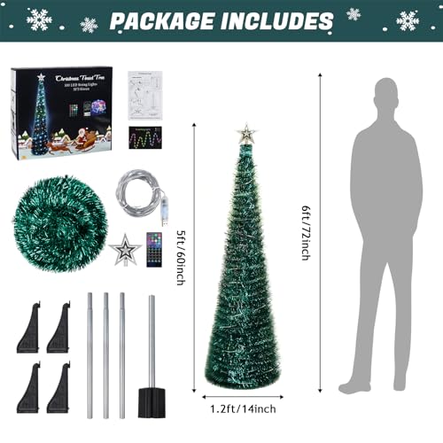 Fortuning'S Jds CHRISTMAS TREE1103 5 Ft Pop Up Christmas Tinsel Tree thumb #5