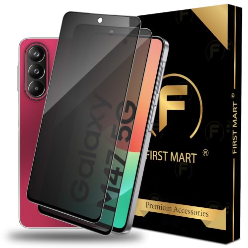 Image of FIRST MART Privacy Tempered Glass for Samsung Galaxy M47, 2 Pack | Anti-Spy 9H Screen Protector, Edge-to-Edge, Case-Friendly, Scratch Resistant, Bubble-Free