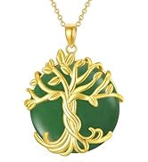 HPQQ Tree of Life Necklace for Women Sterling Silver Round Jade Family Tree Jewelry for Women Mot...