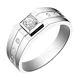 Xylara Anillo de oro blanco 750/585/375 para hombre, anillo de boda ancho para hombre, oro auténtico, 8 mm con diamante de 0,2 ct, talla 52 hasta 70, 65 (20.7), Metal precioso, Diamante