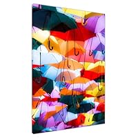 UK Print House Colourful Umbrellas Portrait Canvas Wall Art - Abstract Faces & Figures for Living Room, Studio, Hallway Large (76 x 51 cm - 30\" x 20\" inch)