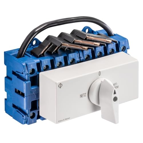 Kraus&Naimer KG64B K950 VE2 +F437 Commutateur 4 broches 63 A avec position réseau 0 courant de secours Fixation par bouton-poussoir Interrupteur de charge