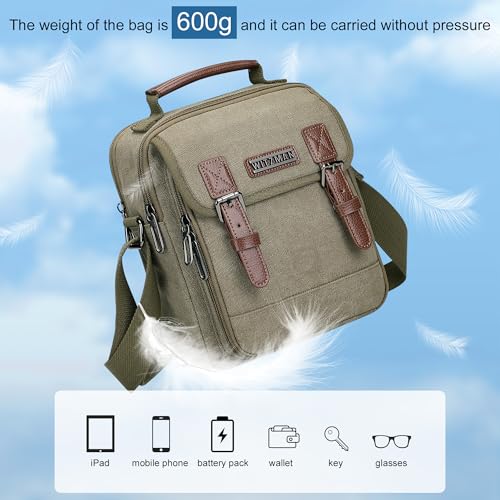Image of WITZMAN Crossbody Bag for Men Small Canvas Vintage Messenger Bag Man Purse Satchel Shoulder Bags for Work Travel