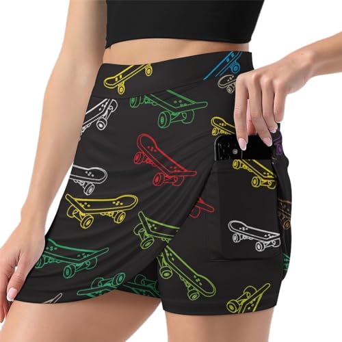 Jupe de tennis anti-frottement avec poche pour femme active et running