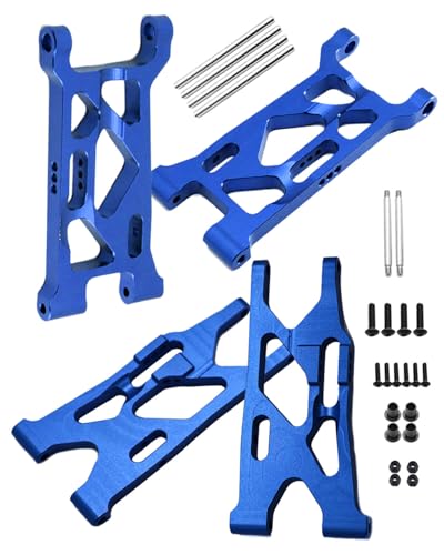 RCMYou Aluminum Suspension A-Arms Upgrades Part for 1/10 Lasernut U4 4WD,Tenacity TT Pro 4WD SCT,Tenacity DB Pro 4WD, 4pcs Front Rear A Arms Hops Up Set,Replace #LOS234016,LOS234017,Navy Blue