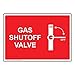 ComplianceSigns.com Gas Shutoff Valve Sign, 7x5 inch Aluminum for Emergency Response Hazmat