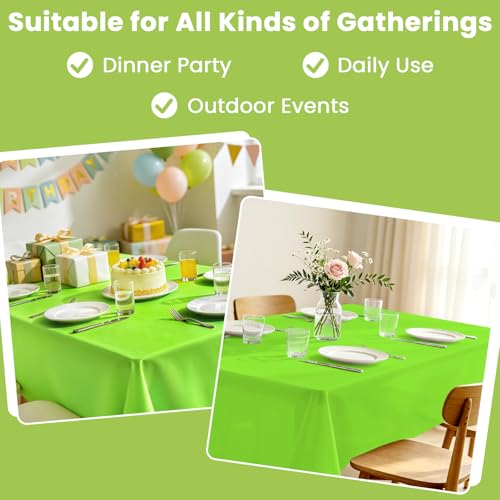 Image of Mulbozy 4 Pcs Lime Green Plastic Table Cloth Disposable, 54 x108 Inch