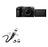 BoxWave Cable Compatible with Nikon Z30 - MagnetoSnap AllCharge Cable, Magnet Charging Cable USB Type-C Micro USB - Jet Black