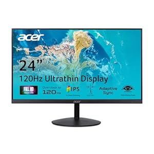 acer SB240Y G0bi 23.8″ IPS Full HD Ultra-Slim Edge-to-Edge Gaming Office Monitor | Adaptive-Sync Support (FreeSync Compatible) | Up to 120Hz Refresh | 1ms (VRB) | Tilt | HDMI & VGA Ports | Black