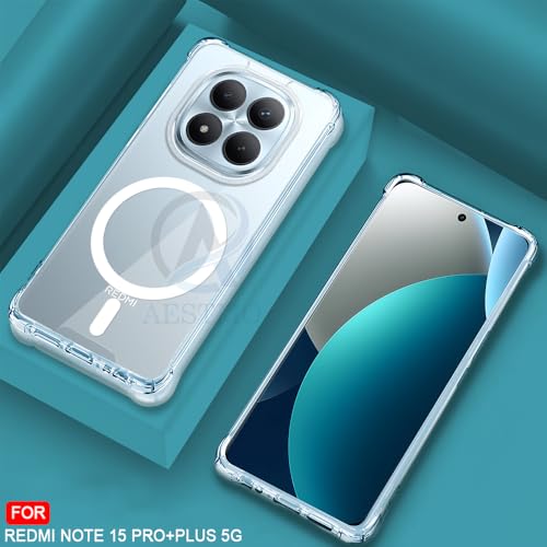 Image of AESTMO Clear Back Cover for Redmi Note 15 Pro Plus 5G | 360 Protection | Transparent Back Cover for Redmi Note 15 Pro Plus 5G (PC + TPU, Compatible with MagSafe Accessories, Transparent Bumper)